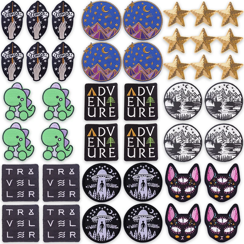 10PCS/Lot Outdoor Adventure Embroidery Patch Iron On for Hiking Jacket Backpack Camping Gear Explorer Enthusiast Trail Decor