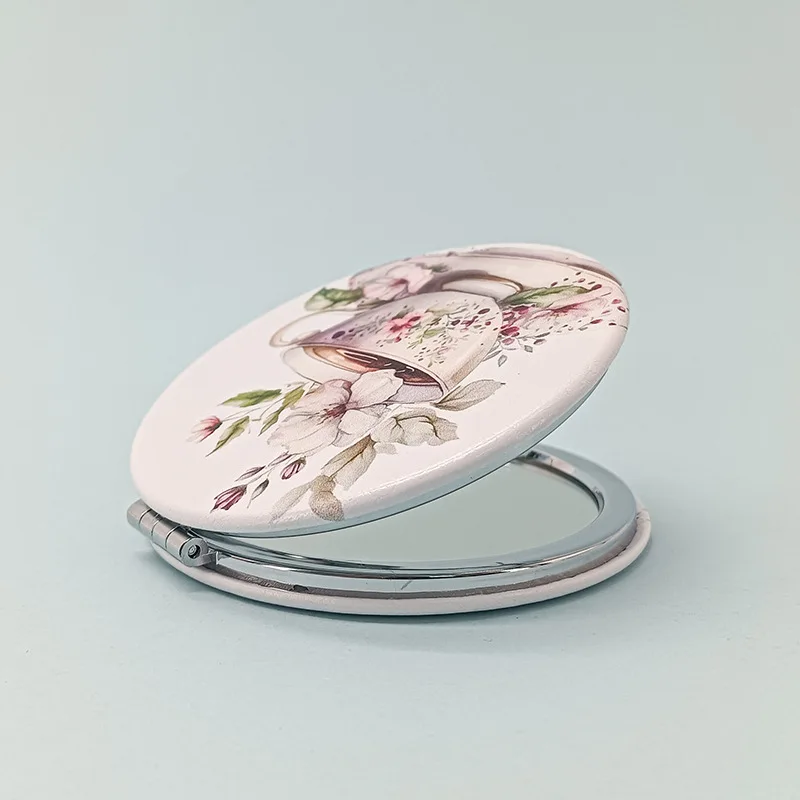 Espelho de maquiagem portátil dupla face mini portátil bolso dobrável espelho de maquiagem redondo para viagens beleza ferramenta cosmética