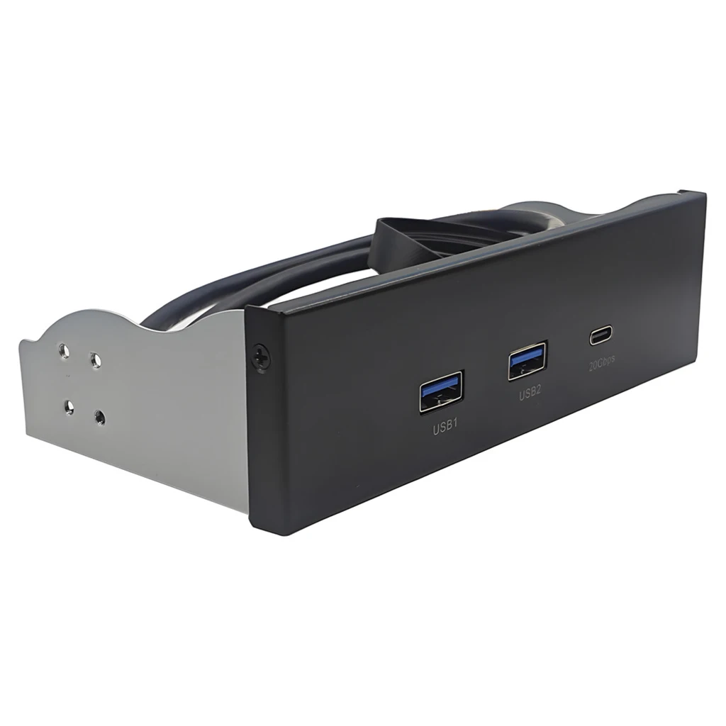 USB3.2 GEN2 TYPE-C محرك الأقراص الضوئية 5.25 بوصة/3.5 بوصة أو اللوحة الأمامية لمحرك الأقراص المرنة بمنفذين USB3.2 + 1 منفذ USB3.2 Type-C 20 جيجابت في الثانية أو 1xHD-AUDIO