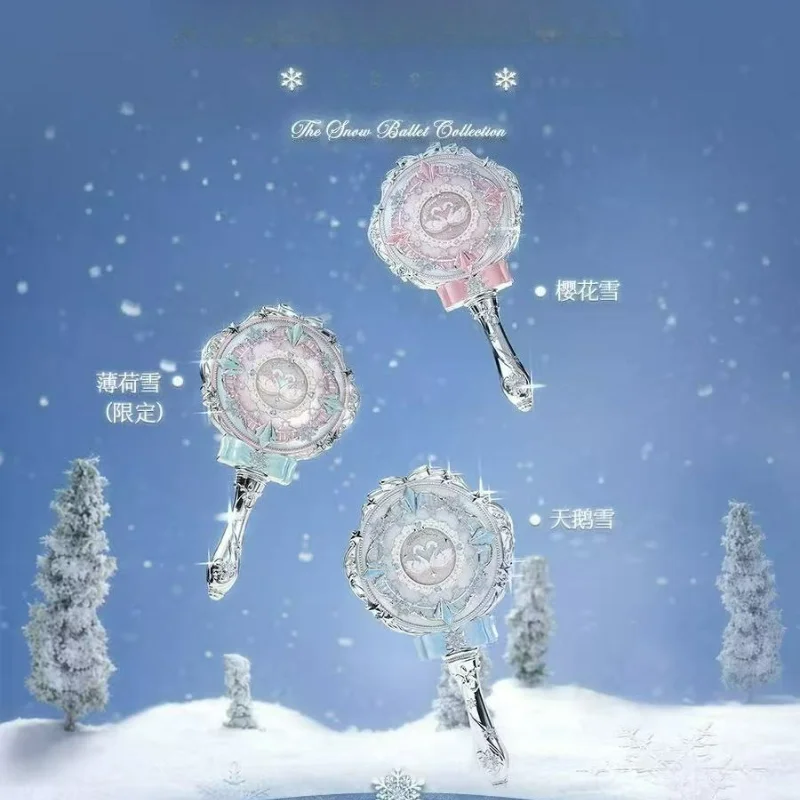 Flower Knows Snow Ballet Swan Hand Makeup Mirror Pink Blue Limit Cute Makeup Tool Gift