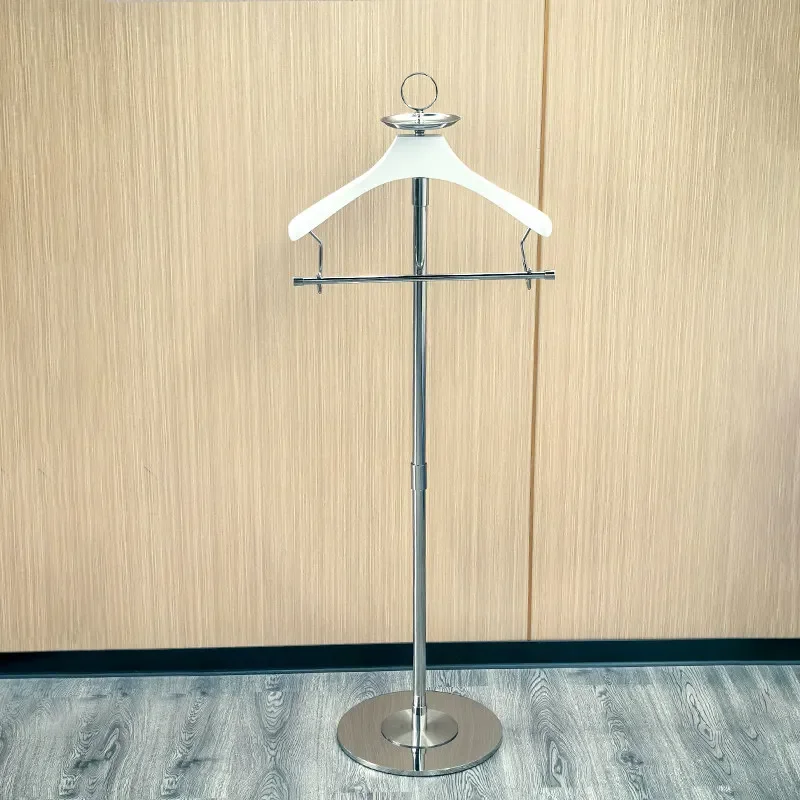 High-grade simple and retractable floor-to-ceiling coat rack hotel B & B beech stainless steel