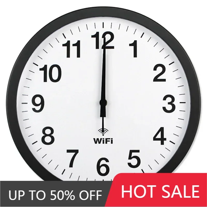 A 20 inch Smart WIFI Automatic Time Synchronization Network Clock Mute Wall Clock Modern Minimalist Living Room Quartz Home Cloc