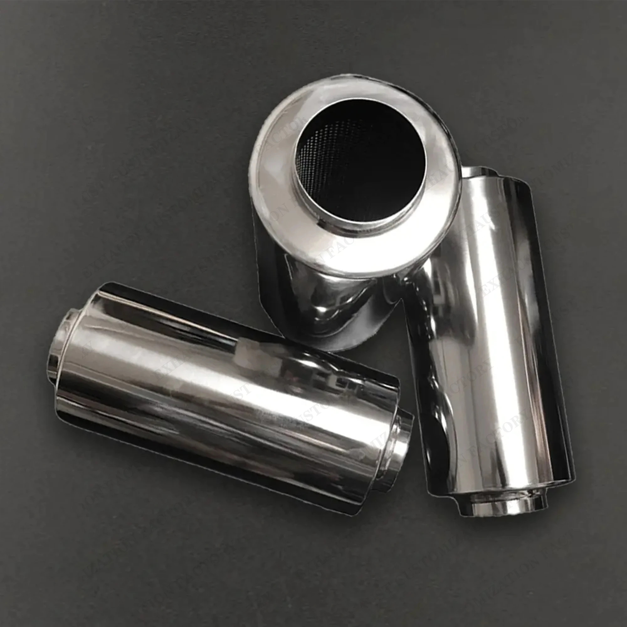 Performance Exhaust Resonator 63mm Inlet Outlet Muffler 304 Stainless Steel Spiral Surface Exhaust System DIY Car Accessories