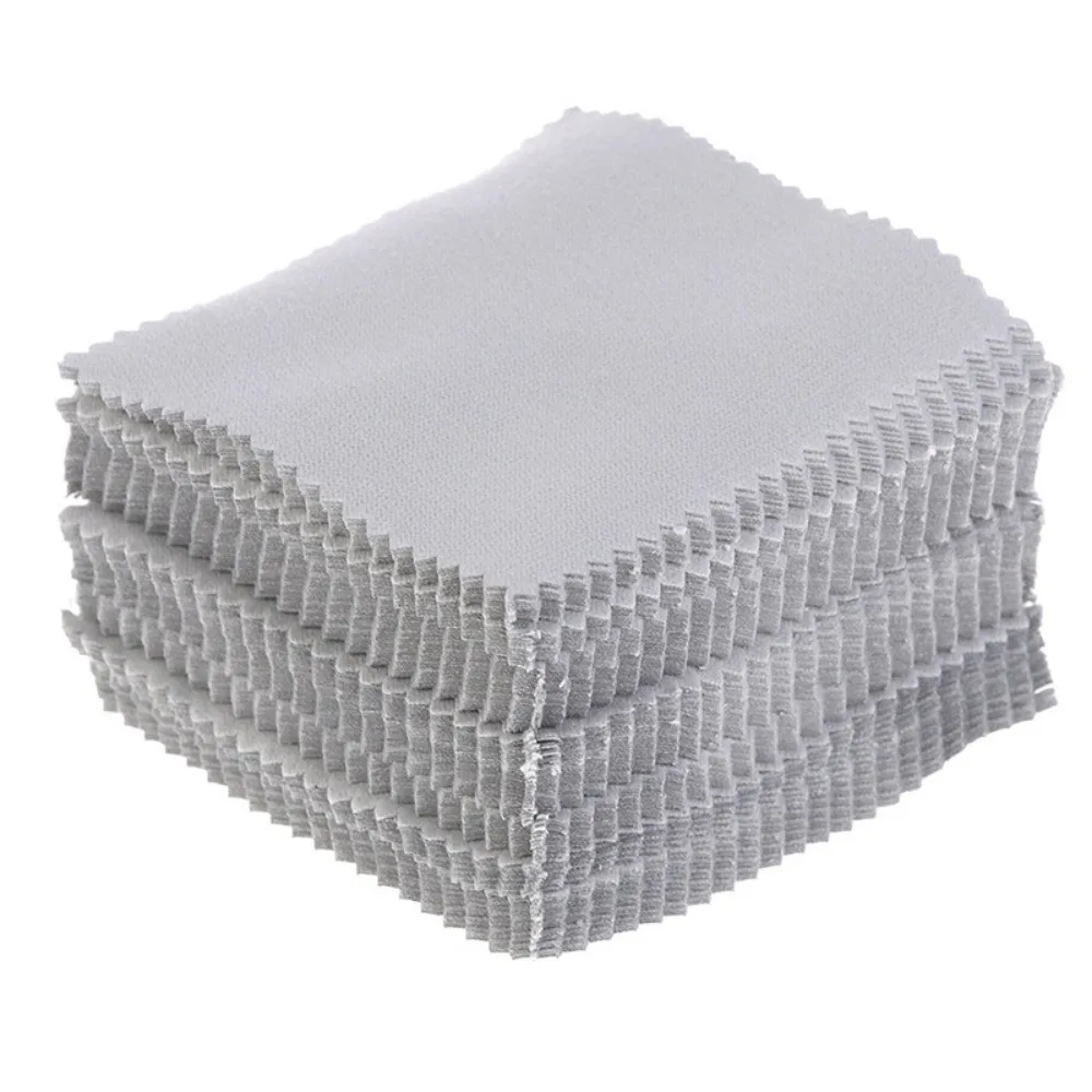 

50Pcs 8x8cm Jewelry Cleaning Cloth Reusable Soft Fabric Silver Polish Cleaner Wash Cloth Double-Sided Cleaning Polishing Cloth
