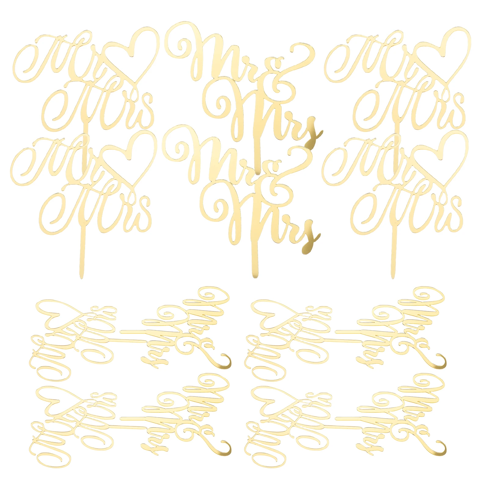 

Cake Decoration Golden Signs Toppers Elegant Design Bride Groom Wedding Decorations Engagement Party Accessories Valentine