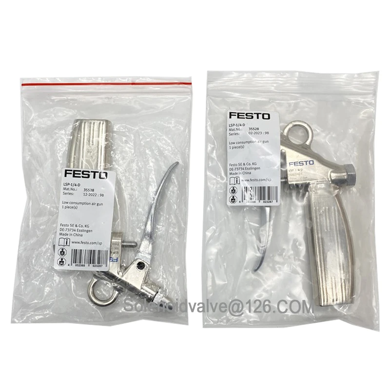 مراجعة وتحليل معدات الهواء المضغوط: مسدس تفتيح الغبار الأصلي FESTO LSP-1/4-D 35528 مع فوهة LPZ-RG-150-B 565317