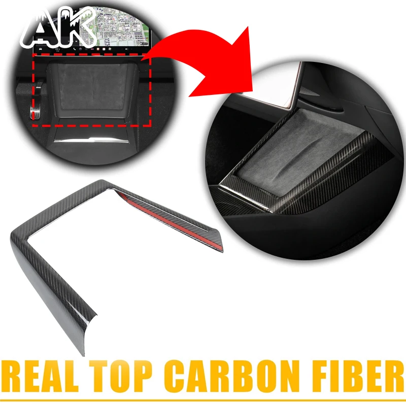 

For Tesla Model 3 Y 2023-2025+ Real Carbon Fiber Car Center Console Wireless Charger Cover Protective Car Interior Accessories