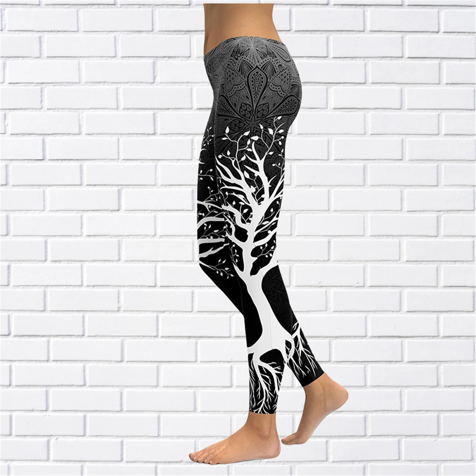 MSIEESO Fashion Leggins Vintage Datura Tattoo Pattern 3D Print Tight Trousers Yoga Pants Gym Jogging Fitness Women Clothing