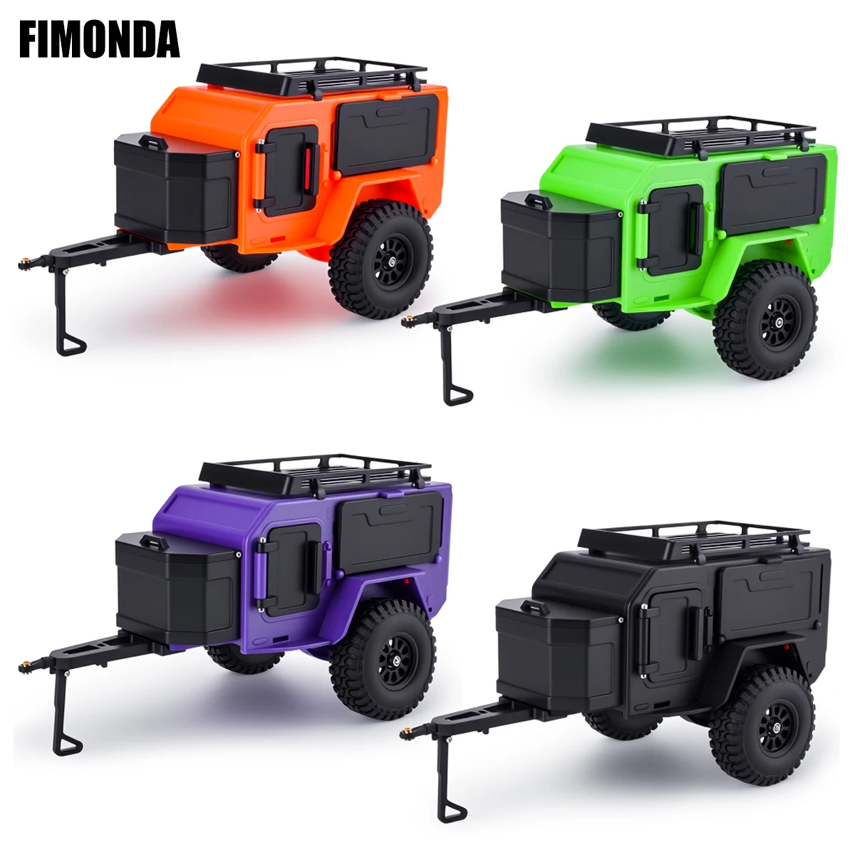 1Pcs Off-Road Camping Trailer Utility Trailer with Stickers Decoration DIY for 1/18 1/24 RC Crawler Car TRX4M SCX24 Upgrade Part