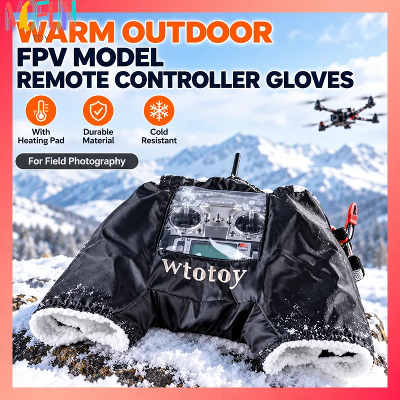Warm Outdoor FPV Model Remote Controller Gloves with Heating Pad Durable Material for Field Photography Cold Resistant