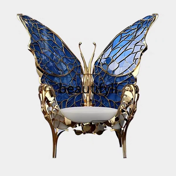 Italian light luxury design butterfly chair gem queen seat with armrests single leisure chair