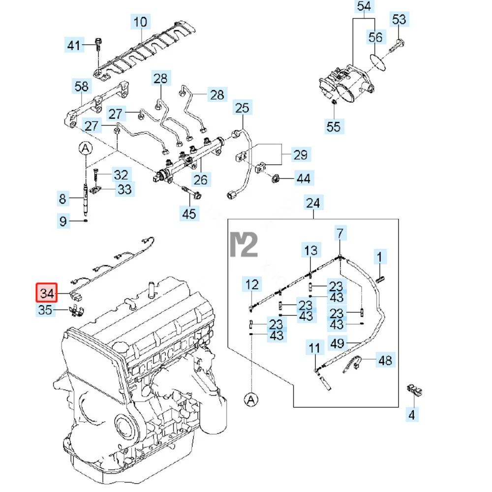 For Kia Bongo 3 K2500 K2700 ​K2900 K3000 PU 2.9L-J3 Diesel Injector Wiring Assy 33810-4X450 33810 4X450 338104X450