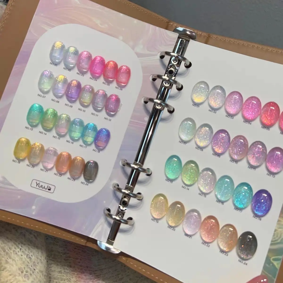 Eleanos Fairy Glitter 24pcs Sequin Nail Polish With Color Card 15ml Varnishes Gel Semi Permanent Soak Off UV Gel For Nail Salon