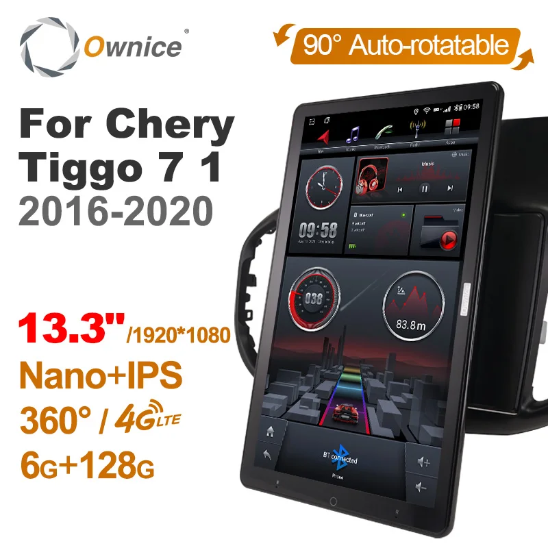 

1920*1080 Ownice Android 12.0 for Chery Tiggo 7 1 2016-2020 Car Radio Video Audio 13.3" Rotatable 360 8G 256G Tesla Style