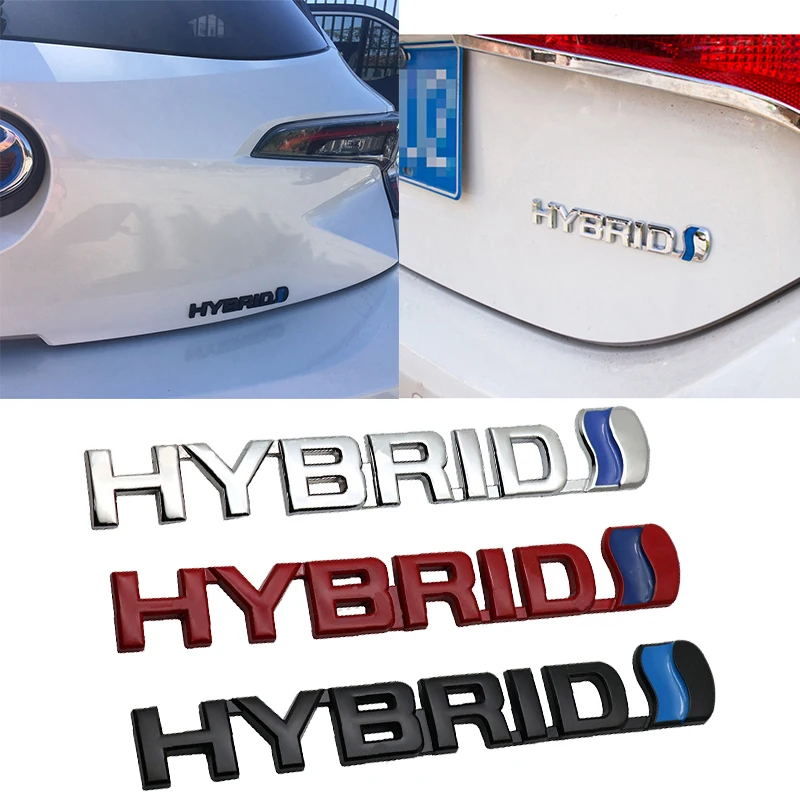 Autocollants de Logo de voiture hybride 3D, badges en métal pour Toyota Prius Camry Crown Auris Rav4 Corolla