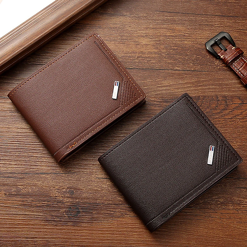 Vintage PU Leather Wallet Minimalist Purse For Men Money Change Pouch Credit Card Holder Man Birthday Gifts