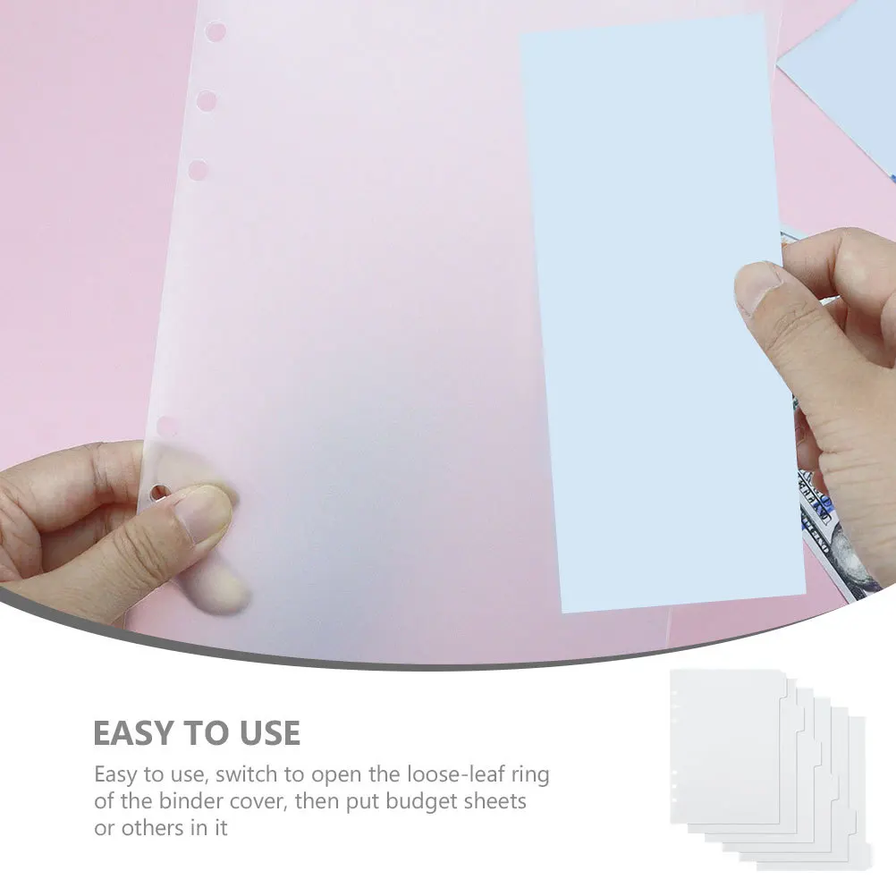 

Budget Binder Insert PP Material Multi-Use Loose Leaf Pocket for Receipts Cards Business Finance Organizer Daily Use