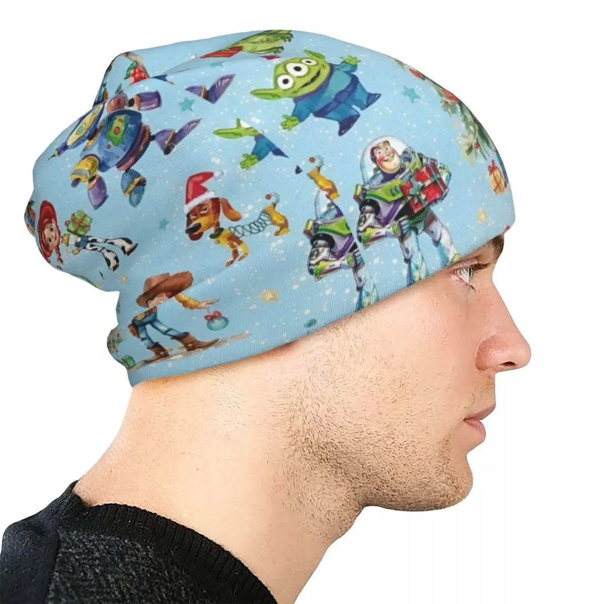 トイストーリー漫画映画クリスマスボンネット帽子秋冬屋外スカリービーニー帽子男性女性用暖かい多機能キャップ