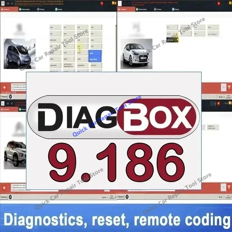 Cars diagnostic software Diagbox V9.186 work with PP2000 Le-xia3 For Peo-geot For Cit-roen Resets Adaptations Original install