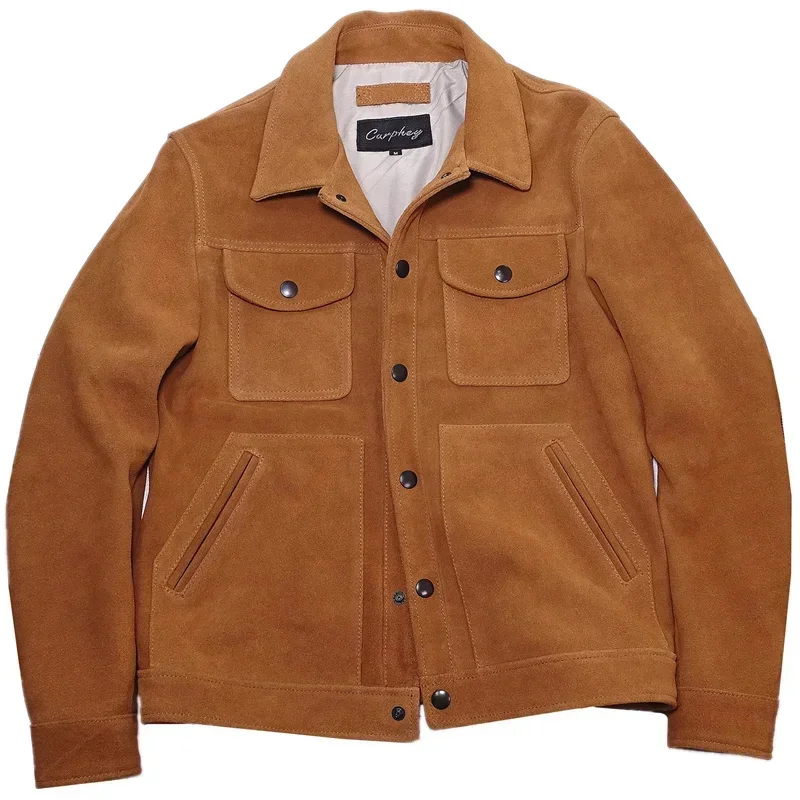 LNY!Wholesales.Brand new men Suede leather casual jacket.genuine slim coat.sales quality cowhide cloth.Us size.Plus