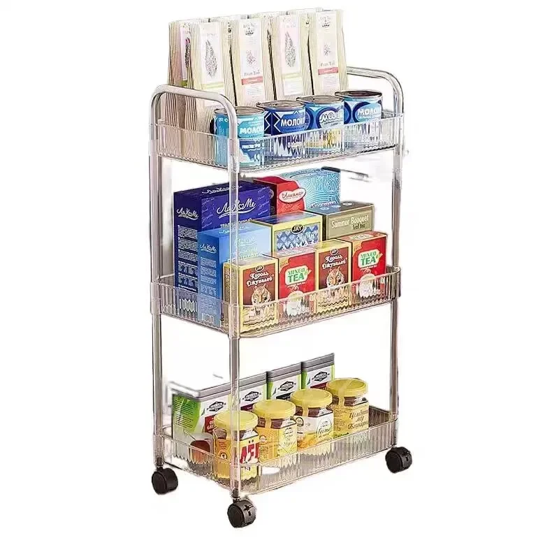 Light Luxury Style Transparent Shelves  Cosmetic Beauty Spaesthetician Barber Salon Trolley Tool Medical Salon Trolley