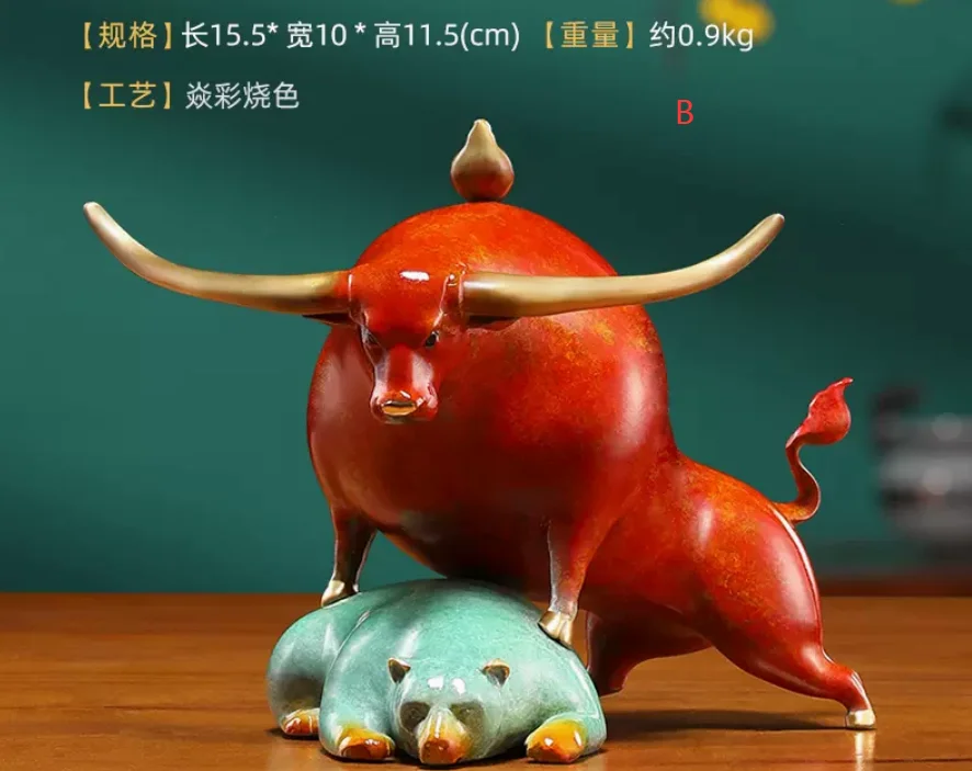 Pure copper Cartoon Cute Zodiac Tiger Ox Craft Living Room Home Office Desktop Decoration