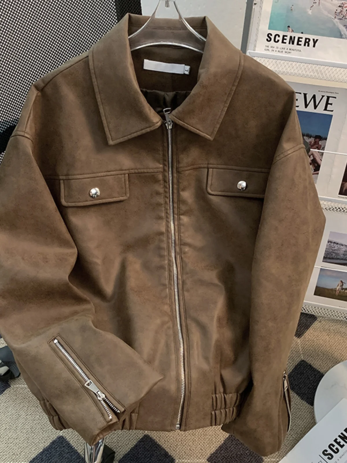 

Ретро-куртка из искусственной кожи в американском стиле Cleanfit, укороченная, в байкерском стиле, для мужчин и женщин, свободного кроя, весна-осень, модная брендовая верхняя одежда