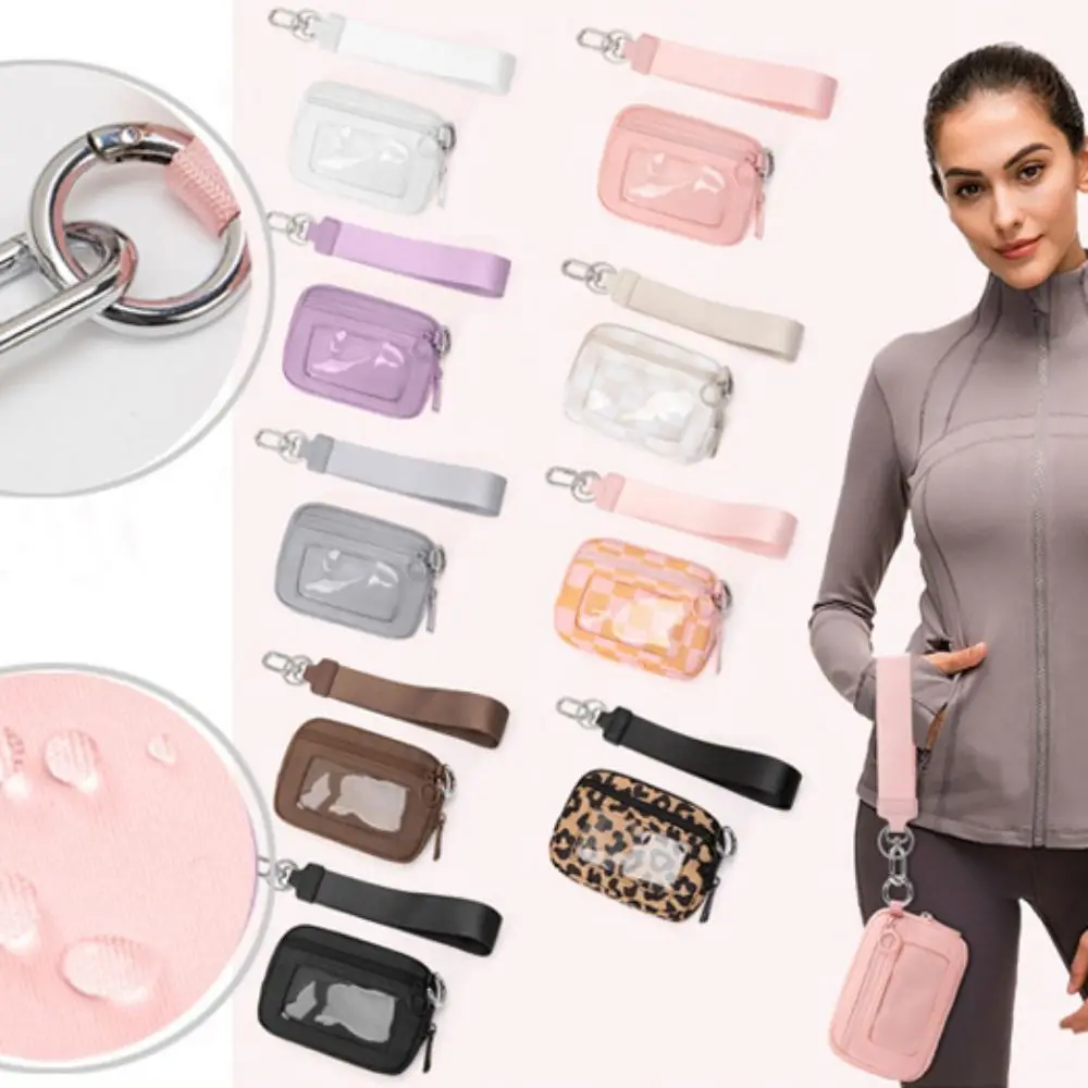 Simple Nylon Hanging Card Holder Multifunction Portable Multi-card Hand Wallet Mini Waterproof Coin Bag with Lanyard Outdoor