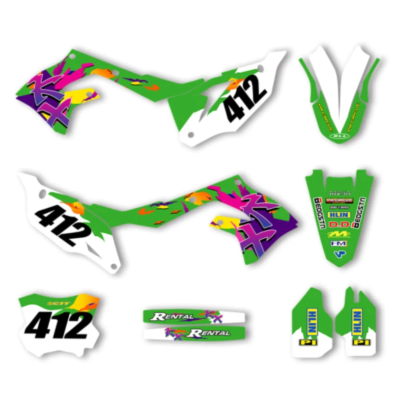 

DSMTECH For KAWASAKI KXF450 KX 450 2019 2020 2021 2022 2023 KXF250 KXF 250 2021-2024 Motorcycle Graphics Decals Sticke 008