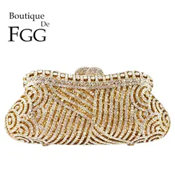 Boutique De FGG borse da sera in cristallo dorato da donna eleganti borse da sposa con strass da sposa borsa da pranzo per feste