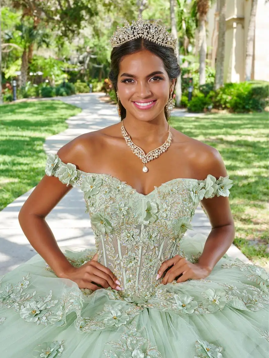 Personalizado rojo 2024 vestido para quinceañeras flores apliques encaje fuera del hombro vestido De baile dulce 15 16 vestido Vestidos De 15 Años YQD126