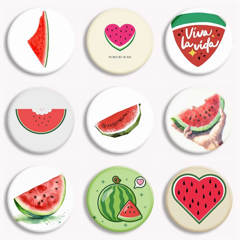 Watermelon Button Pin Creative Cartoon Customizable Brooch Badge Bag Coat Accessories Decor Women Jewelry Gift