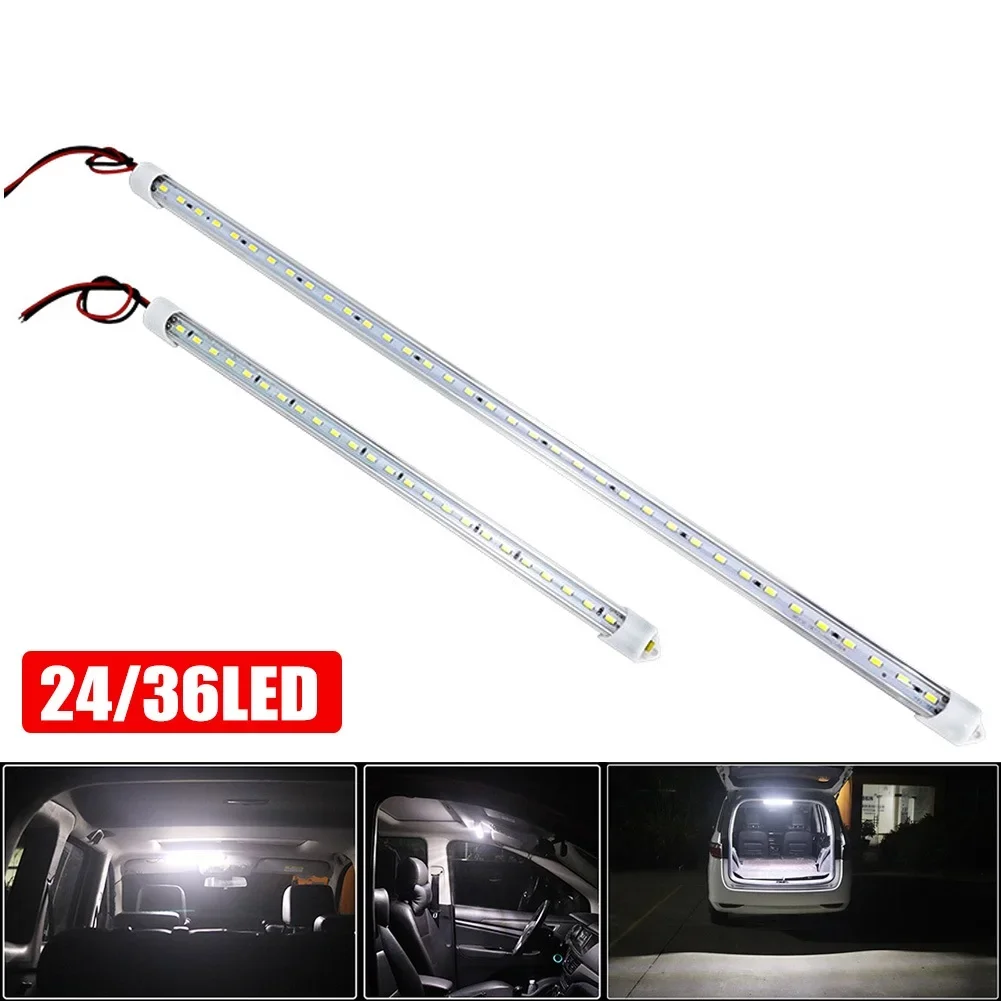 1/2 Stück 50CM 36 LED Auto-Innenbeleuchtung Helle Weiße Lichtleiste mit Schalter 12V 24V für Wohnmobil Camper Boot Van LKW Wohnwagen