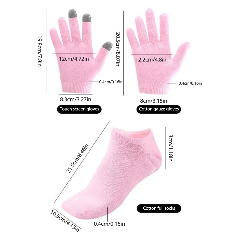 1 Pair Reusable SPA Gel Socks Gloves Touch Screen Gloves Moisturizing Whitening Exfoliating Hand And Foot Care Gel Lining