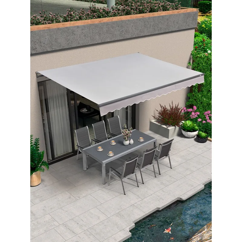 Outdoor awning Telescopic canopy Hand-cranked courtyard Balcony Electric rainproof shop Awning telescopic canopy