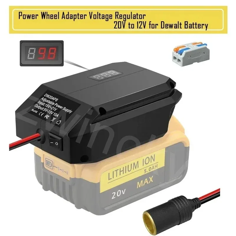Cigarette Lighter Adapter for Makita/Dewalt/Milwaukee/Bosch/EINHELL/Craftsman/Ryobi 18V Battery 18V/20V to 12V Buck Converter