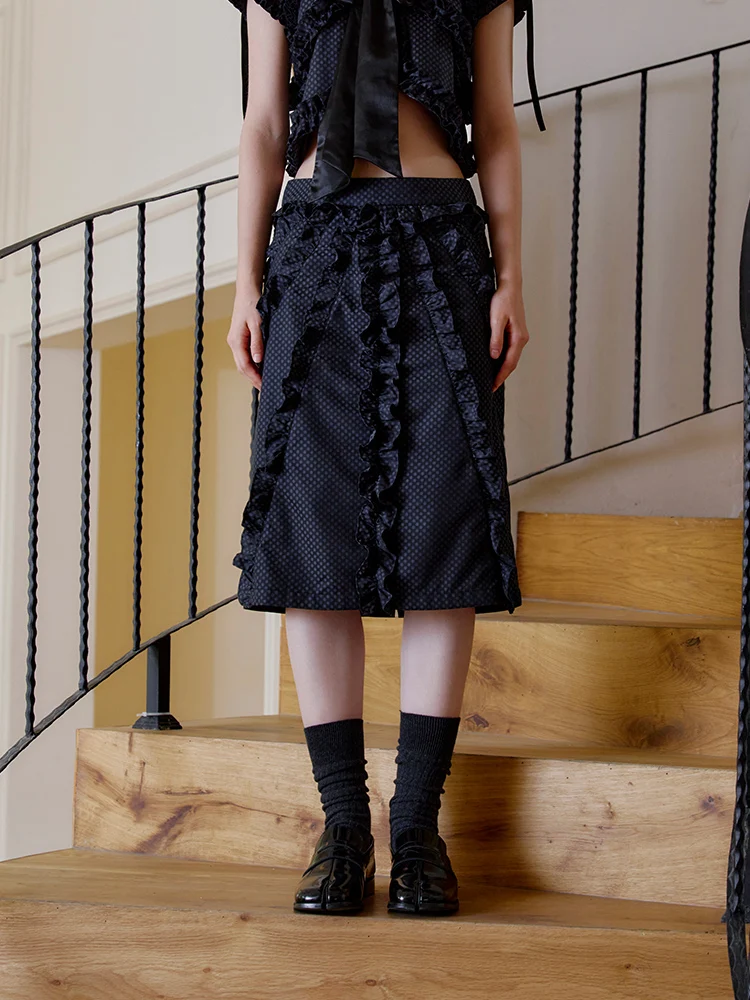 

Оригинальная женская прямая длинная юбка Perpearl25 Summer Indigo в горошек с присборенным подолом, премиум-класса, 100% хлопок