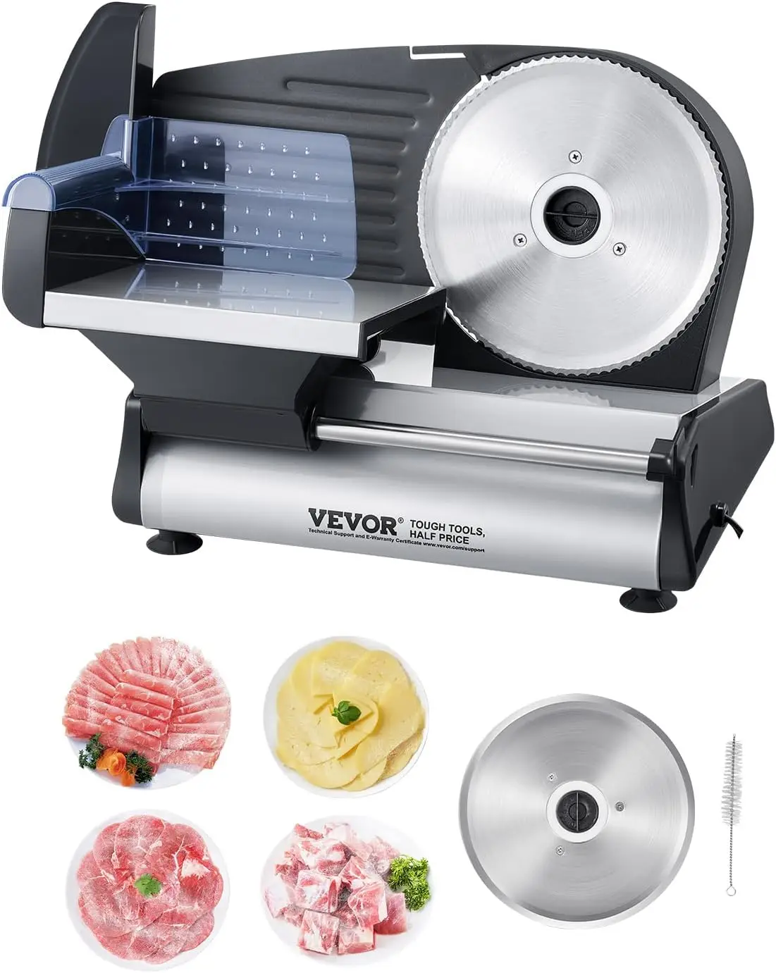 

Meat Slicer, 7.5 inch Electric Deli Food Slicer, 180W Meat Cutter with two Premium SUS420 Blades, 0-0.6 inch Adjustable Thicknes