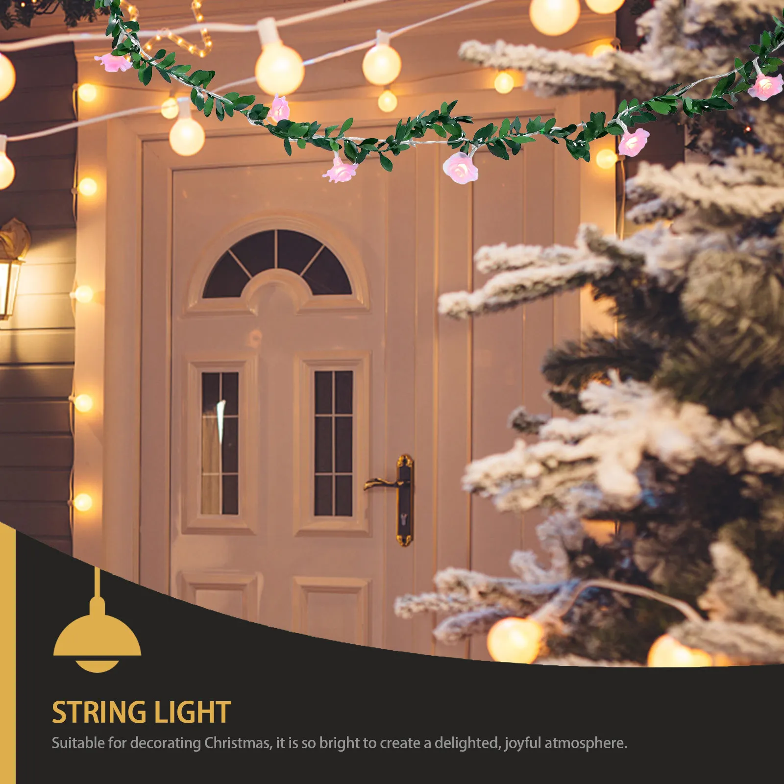

1Pcs Wreath String Light Waterproof Garden Lamp Decor Outdoor Courtyard Festival Light Decor Xmas Supply Garland String Lamp