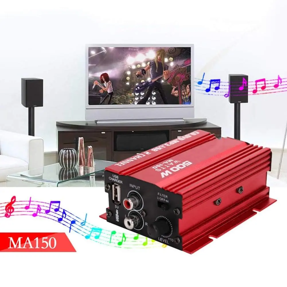 MA150 Mini 12V 2 قناة HiFi ستيريو مكبر كهربائي سيارة دراجة نارية مضخم الصوت مع USB