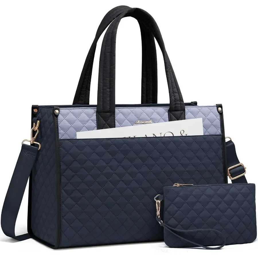 

Легкая парусиновая большая сумка для ноутбука для женщин со встроенным клатчем подходит для компьютера 17,3 дюйма идеально подходит для профессиональных учителей