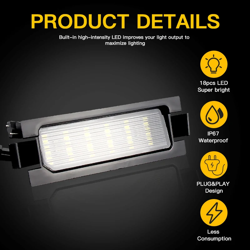 Error Free 18SMD LED License Plate Lamp Compatible with Hyundai i30 Accent Elantra GT Hatchback 2011-2017 Kia Pro Ceed Ceed MK2 view 4