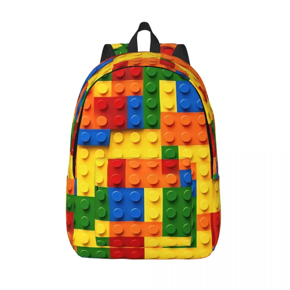 Sac à dos de construction de blocs de jeux amusants pour hommes et femmes, sac à dos de travail scolaire pour adolescents, sacs en toile pour ordinateur portable, cadeau coloré