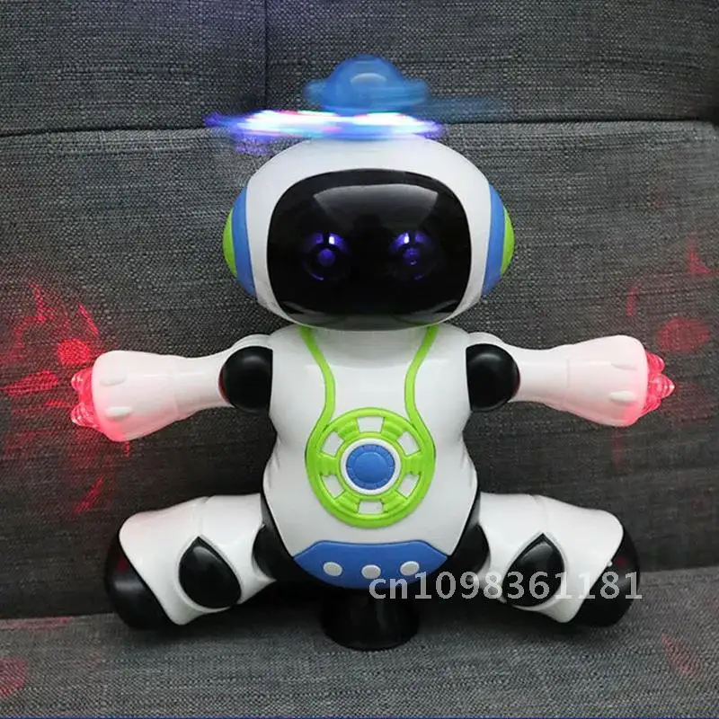 電子スペースダンスロボット LED 音楽ロボットフラッシュ眩しい光回転電気ギフトおもちゃのおもちゃ子供ウォーキング男の子ロボット