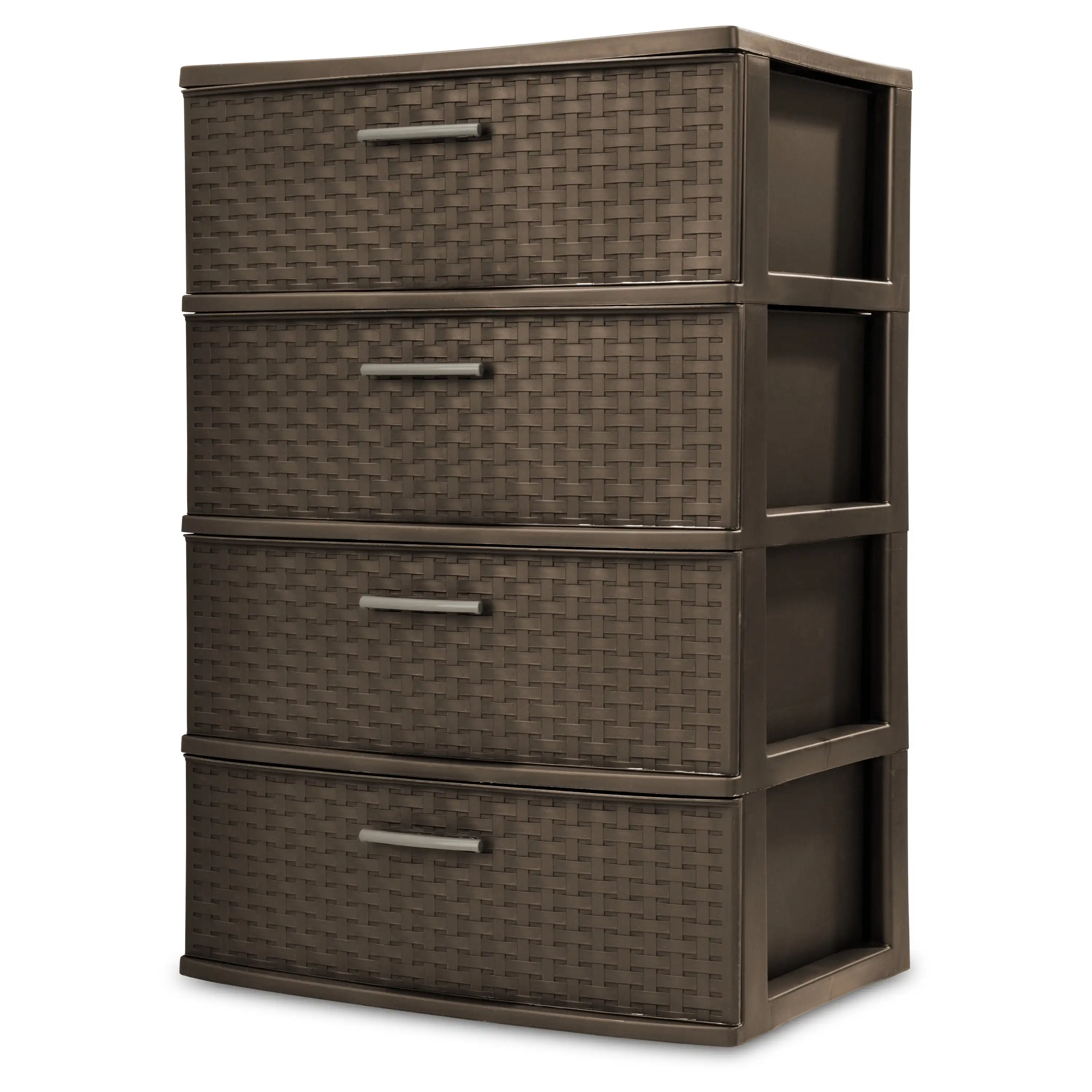 Sterilite 4 Drawer Wide Weave Tower Espresso,Easy to pull handles