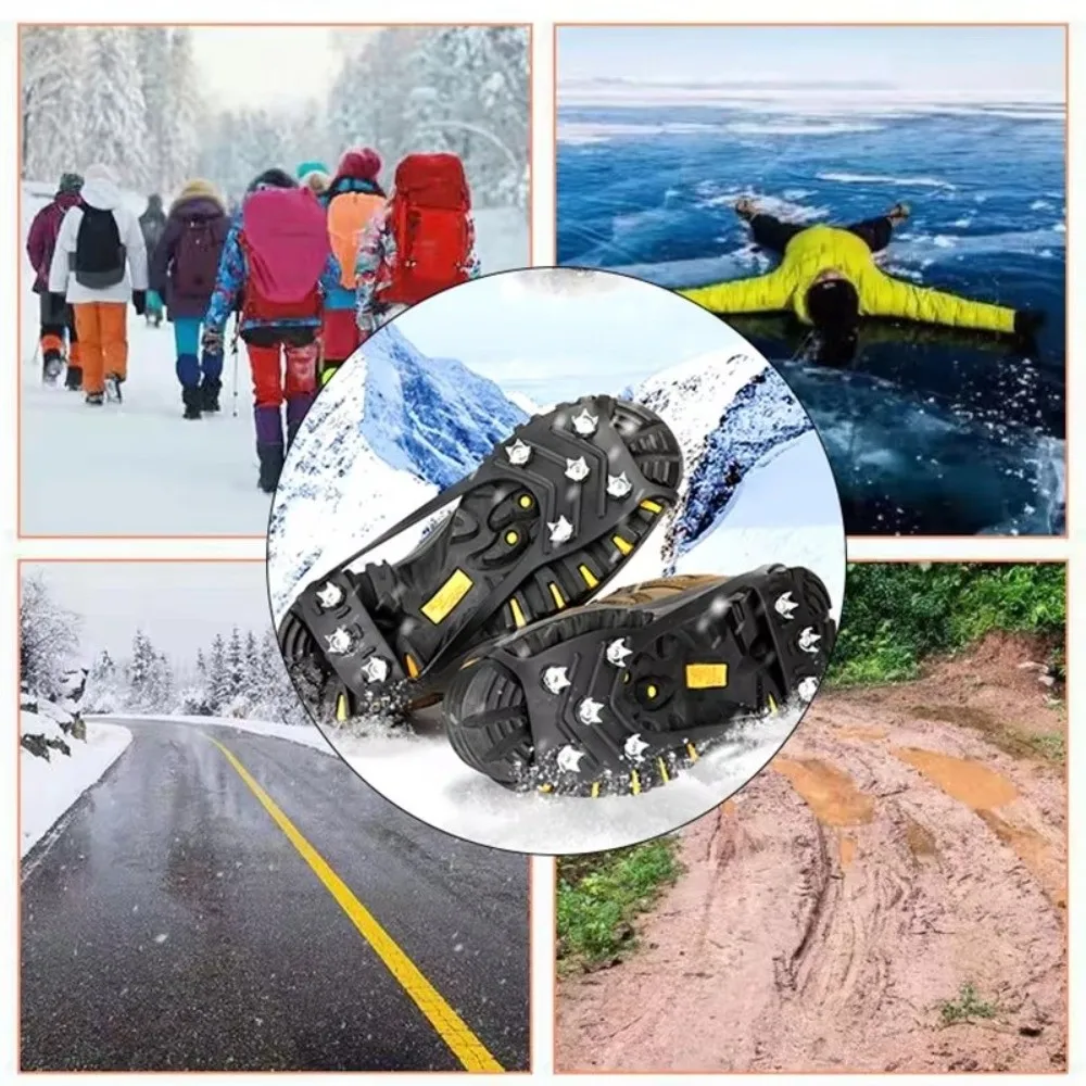 1 Pair New 5/8 Teeth Ice Gripper Spike Anti-Slip Universal Shoes Crampons Spike Snow Crampons Winter Outdoor