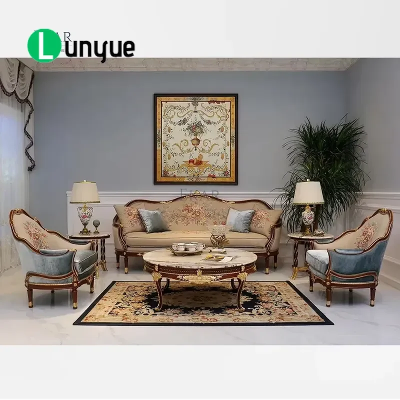 New Design French Classic Oval Coffee Table Set for Living Room Furniture Elegant Vintage Style Home Decor Centerpiece