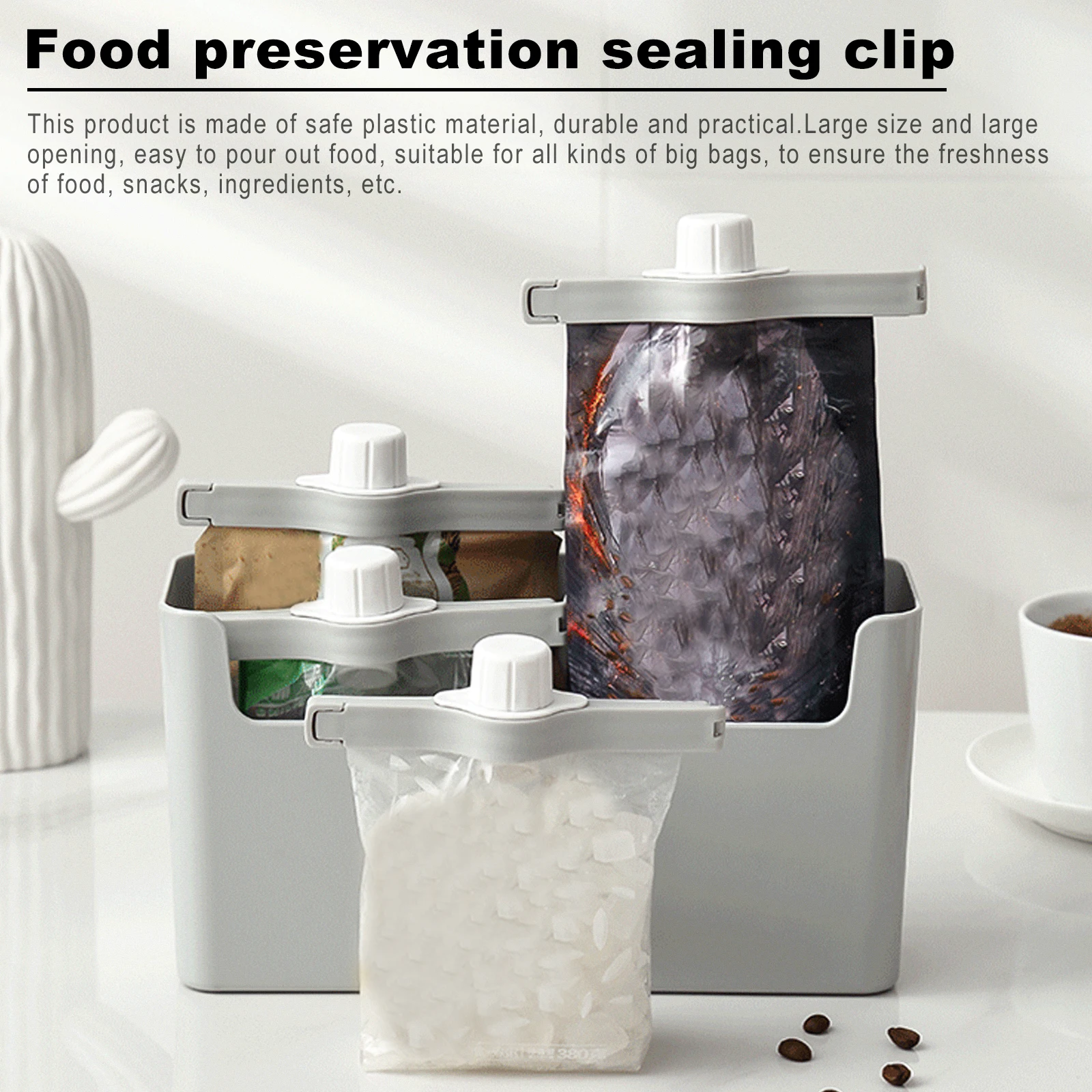 

6pcs Sealing Clips Clamps PP Material Practical Large Diameter Port Easy Use Portable Storage Powerful Seal
