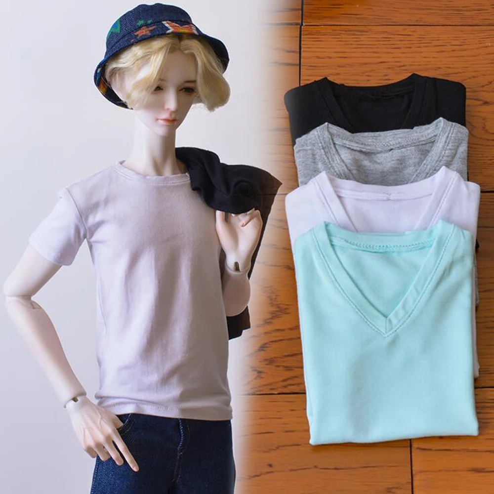 D03-P353 children toy BJD DD SD MSD 1/4 1/6 1/3 uncle doll's clothes Base V-neck round neck short-sleeved t-shirt 1pcs