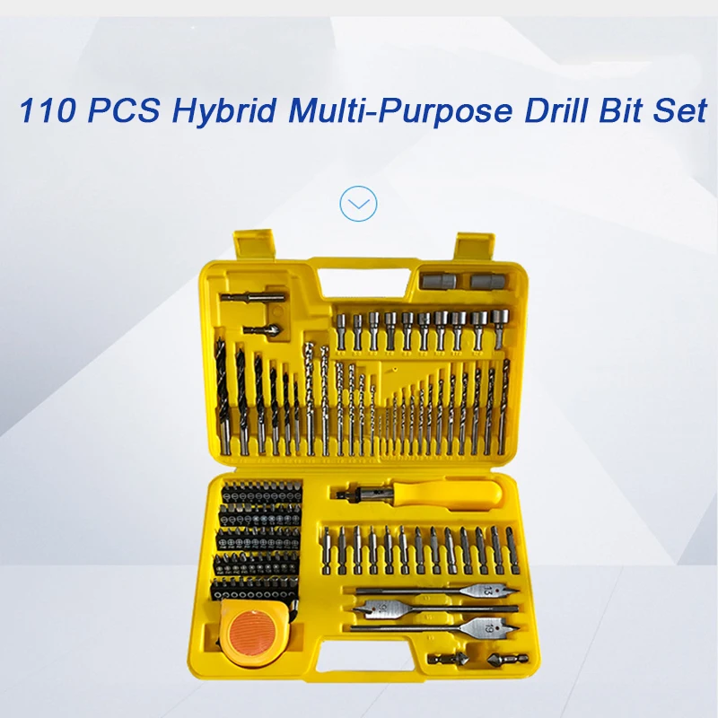 110PCS Professional Drill Bits Set Multi Twist Drill Metal Reamer Tools with PE BOX Hybrid Tools for Cutting Drilling Polishing